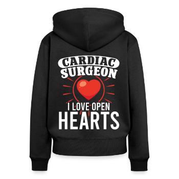 Cardiac Surgeon Love Open Hearts Cardiac Surgery Surgeon - Women's Premium Organic Zip Hoodie - black - Back - Julia (174cm)
