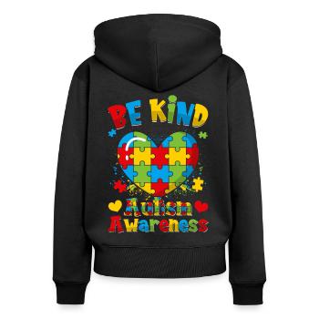 World autism Mom Dad - Frauen Premium Bio Zip Hoodie - Schwarz - Hinten - Julia (174cm)