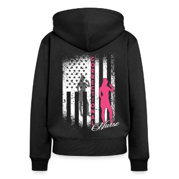 Prisons RN Correctional Nurse - Women's Premium Organic Zip Hoodie - black - Back - Julia (174cm)