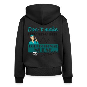 Prisons RN Correctional Nurse - Women's Premium Organic Zip Hoodie - black - Back - Julia (174cm)