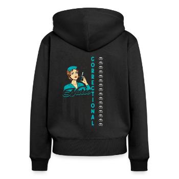 Prisons RN Correctional Nurse - Women's Premium Organic Zip Hoodie - black - Back - Julia (174cm)