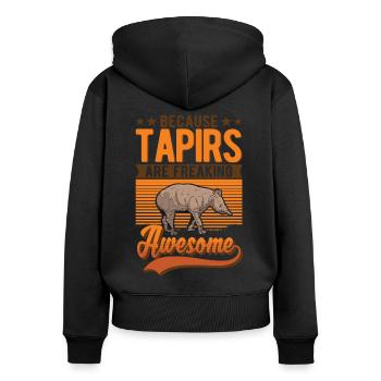 Because Tapirs are freaking awesome - Frauen Premium Bio Zip Hoodie - Schwarz - Hinten - Julia (174cm)