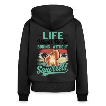 Écureuil Cadeau Écureuil Gris Écureuil - Sweat à capuche zippé Premium bio Femme - noir - Dos - Julia (174cm)