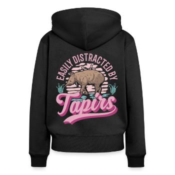 Easily distracted by Tapirs - Frauen Premium Bio Zip Hoodie - Schwarz - Hinten - Julia (174cm)