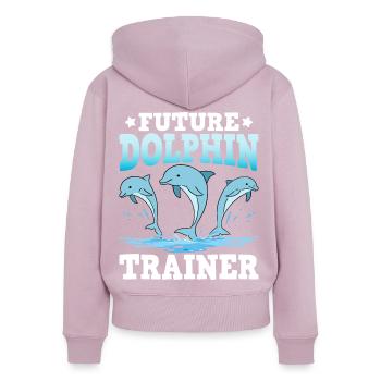Futur dresseur de dauphins - Sweat à capuche zippé Premium bio Femme - rose poudré - Dos - Julia (174cm)