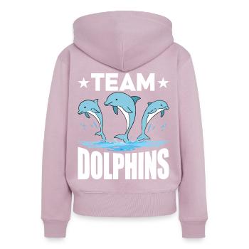 Team Dolphins - Frauen Premium Bio Zip Hoodie - Altrosa - Hinten - Julia (174cm)