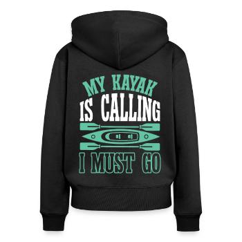My Kayak is calling i must go - Women's Premium Organic Zip Hoodie - black - Back - Julia (174cm)