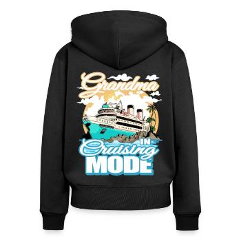 Oma Im Kreuzfahrtmodus - Bootsfahrt - Frauen Premium Bio Zip Hoodie - Schwarz - Hinten - Julia (174cm)