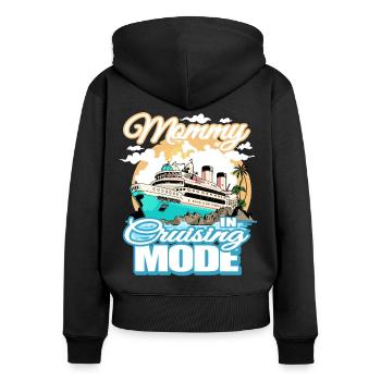 Mommy Cruising Mode Bootsfahrt Im Urlaub - Frauen Premium Bio Zip Hoodie - Schwarz - Hinten - Julia (174cm)