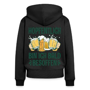 Hopfentlich Bin Ich Bald Besoffen Bier Saufen - Frauen Premium Bio Zip Hoodie - Schwarz - Hinten - Julia (174cm)