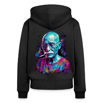 Friedensnobelpreisträger Mahatma Gandhi - Frauen Premium Bio Zip Hoodie - Schwarz - Hinten - Julia (174cm)