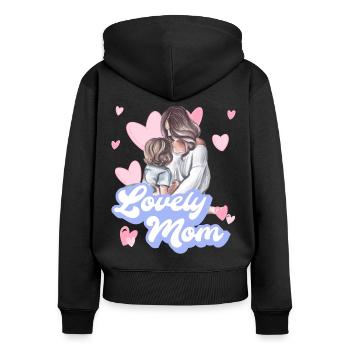MAMAN ADORABLE - Sweat à capuche zippé Premium bio Femme - noir - Dos - Julia (174cm)