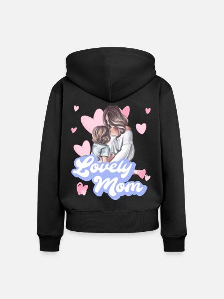 LIEBE MAMA - Frauen Premium Bio Zip Hoodie - Schwarz