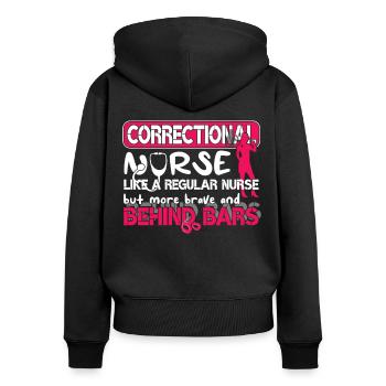 Prisons RN Correctional Nurse - Women's Premium Organic Zip Hoodie - black - Back - Julia (174cm)