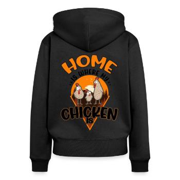 Poulets Home Farmer Poulet - Sweat à capuche zippé Premium bio Femme - noir - Dos - Julia (174cm)