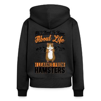 Hamster Geschenk Hamsterrad Goldhamster - Frauen Premium Bio Zip Hoodie - Schwarz - Hinten - Julia (174cm)