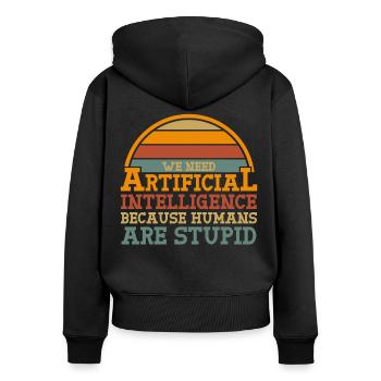 Artificial Intelligence - Women's Premium Organic Zip Hoodie - black - Back - Julia (174cm)