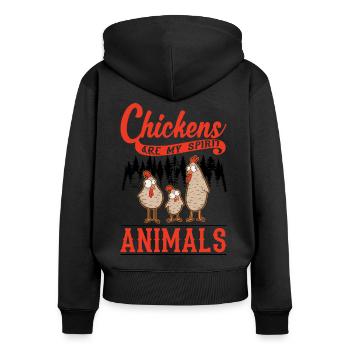 Hühner Spirit Animal Poulet Hühnchen - Sweat à capuche zippé Premium bio Femme - noir - Dos - Julia (174cm)