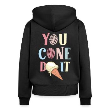 You Cone Do It - Frauen Premium Bio Zip Hoodie - Schwarz - Hinten - Julia (174cm)
