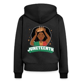 Juneteenth 1865 Afro-Américain noir Afrika - Sweat à capuche zippé Premium bio Femme - noir - Dos - Julia (174cm)