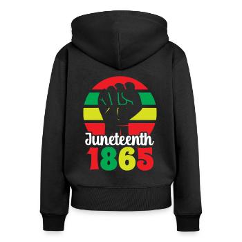 Juneteenth 1865 Afrika Afro-Américain noir - Sweat à capuche zippé Premium bio Femme - noir - Dos - Julia (174cm)