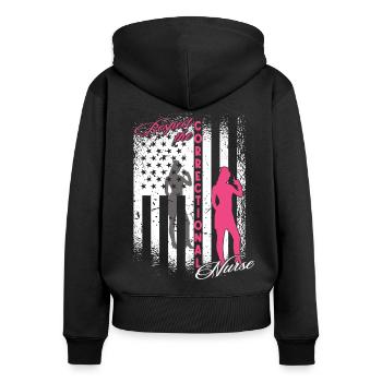Prisons RN Correctional Nurse - Women's Premium Organic Zip Hoodie - black - Back - Julia (174cm)
