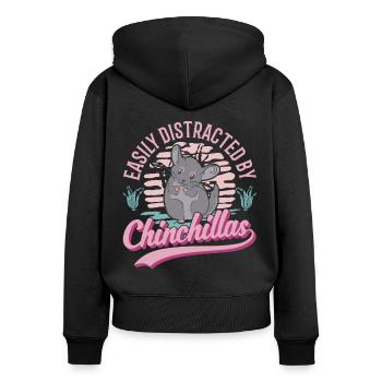 Easily distracted by Chinchillas - Women's Premium Organic Zip Hoodie - black - Back - Julia (174cm)