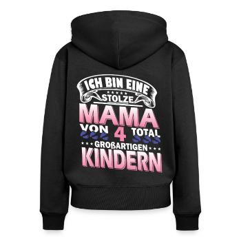 Mama Mit 4 Kindern - Frauen Premium Bio Zip Hoodie - Schwarz - Hinten - Julia (174cm)