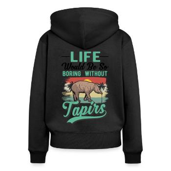 Tapir Geschenk Flachlandtapir Tapirdae Tapir - Frauen Premium Bio Zip Hoodie - Schwarz - Hinten - Julia (174cm)