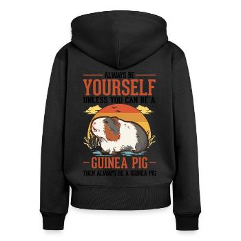 Meerschweinchen Geschenk Guinea Pig - Frauen Premium Bio Zip Hoodie - Schwarz - Hinten - Julia (174cm)