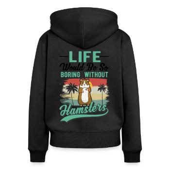 Hamster Owner Golden Hamster Hamster - Women's Premium Organic Zip Hoodie - black - Back - Julia (174cm)