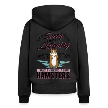 Hamster Hamsterrad Goldhamster Hamster - Frauen Premium Bio Zip Hoodie - Schwarz - Hinten - Julia (174cm)
