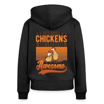 Chickens Farmer Chicken Gift Farmer - Women's Premium Organic Zip Hoodie - black - Back - Julia (174cm)