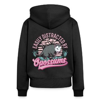 Facilement distrait par Opossums Possum Marsupial - Sweat à capuche zippé Premium bio Femme - noir - Dos - Julia (174cm)