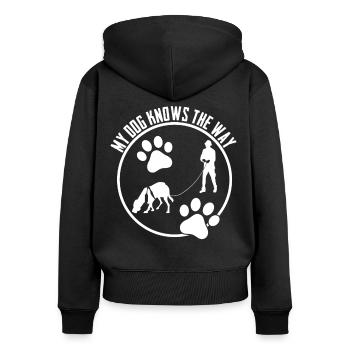 Mantrailing Hund Mantrailer Hunde - Frauen Premium Bio Zip Hoodie - Schwarz - Hinten - Julia (174cm)