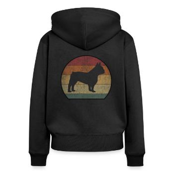 Retro French Bulldog Französische Bulldogge - Frauen Premium Bio Zip Hoodie - Schwarz - Hinten - Julia (174cm)