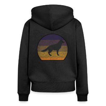 Retro German Shepherd Sunset - Women's Premium Organic Zip Hoodie - black - Back - Julia (174cm)