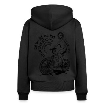 The power of man: Ode to the mountain bike - Women's Premium Organic Zip Hoodie - black - Back - Julia (174cm)