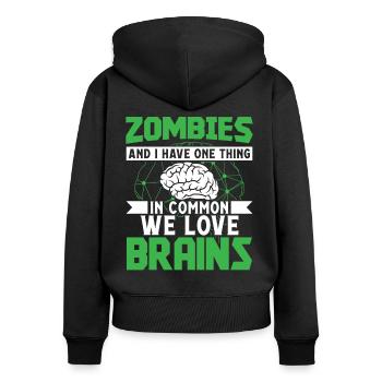Gehirnchirurg Zombies And I Love Brains Chirurgie - Frauen Premium Bio Zip Hoodie - Schwarz - Hinten - Julia (174cm)