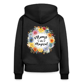 Les mamans sont magiques Fête des mères mignonnes 2024 - Sweat à capuche zippé Premium bio Femme - noir - Dos - Julia (174cm)