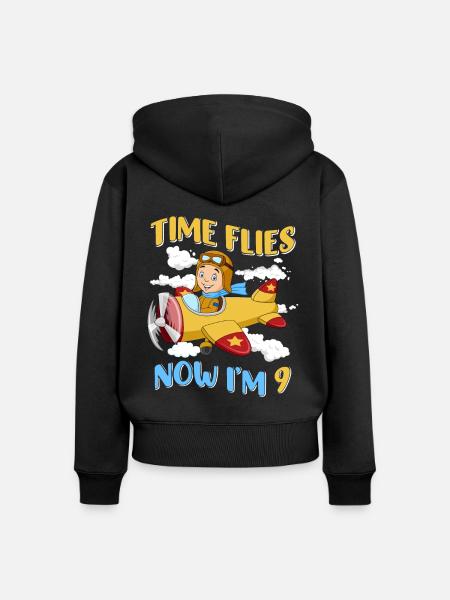 Now i'm 9 - Frauen Premium Bio Zip Hoodie - Schwarz