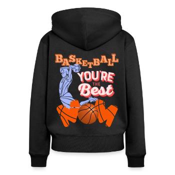 BASKETBALL, DU BIST DIE BESTE MUTTER - Frauen Premium Bio Zip Hoodie - Schwarz - Hinten - Julia (174cm)