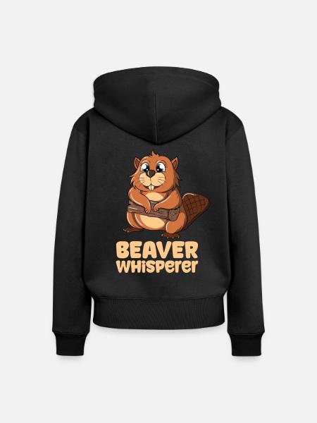 Beaver Whisperer - Frauen Premium Bio Zip Hoodie - Schwarz