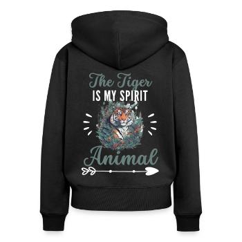 Prédateur Animal Lover Funny Gift Tiger - Sweat à capuche zippé Premium bio Femme - noir - Dos - Julia (174cm)