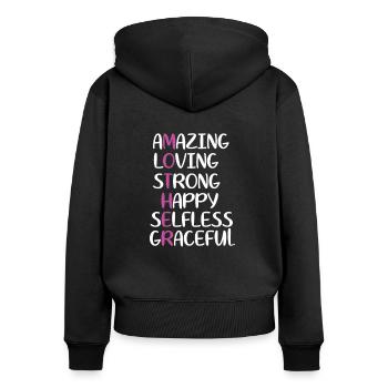 Meilleure maman drôle fête des mères femme maman - Sweat à capuche zippé Premium bio Femme - noir - Dos - Julia (174cm)