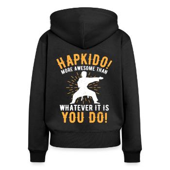 Hapkido Arts Martiaux Mixtes Coréen - Sweat à capuche zippé Premium bio Femme - noir - Dos - Julia (174cm)