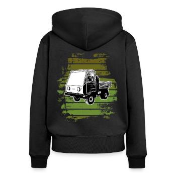 Multicar M25 Multicar Nouveaux camions Multricar - Sweat à capuche zippé Premium bio Femme - noir - Dos - Julia (174cm)