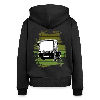 Multicar M25 Multicar Nouveaux camions Multricar - Sweat à capuche zippé Premium bio Femme - noir - Dos - Julia (174cm)