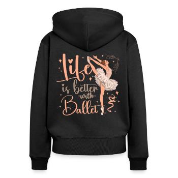 Ballet Dancer Dance Girl Ballerina - Frauen Premium Bio Zip Hoodie - Schwarz - Hinten - Julia (174cm)