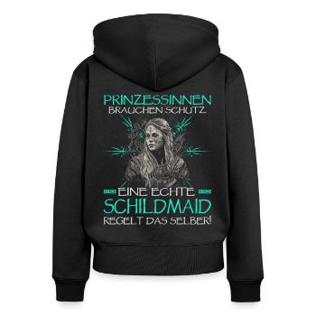 Eine echte Schildmaid | Wikinger | Nordisch - Frauen Premium Bio Zip Hoodie - Schwarz - Hinten - Julia (174cm)